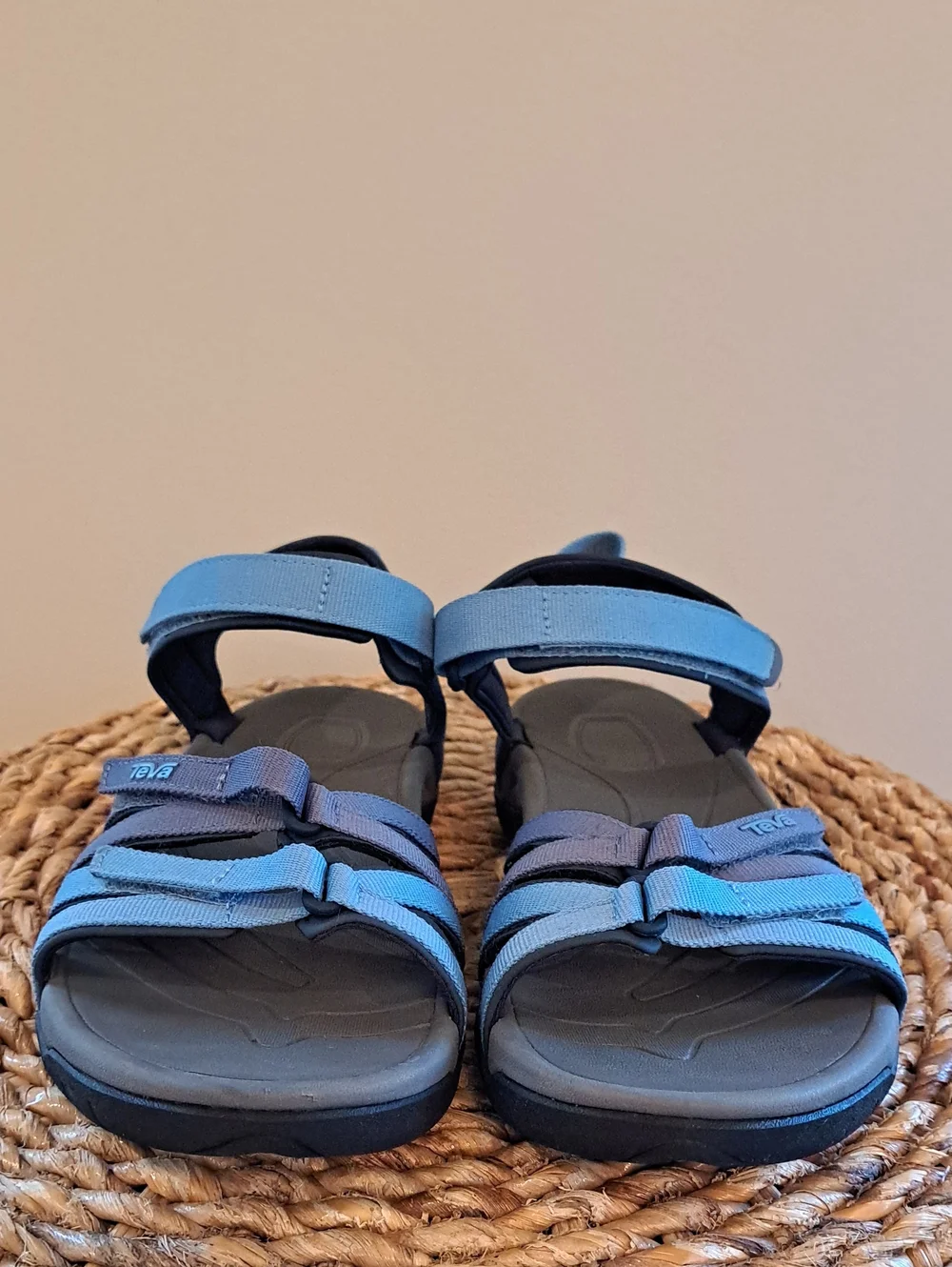 TEVA Womens Tirra Outdoor/Active Blue Nylon Strap Grey/Black Rubber Sandals 9